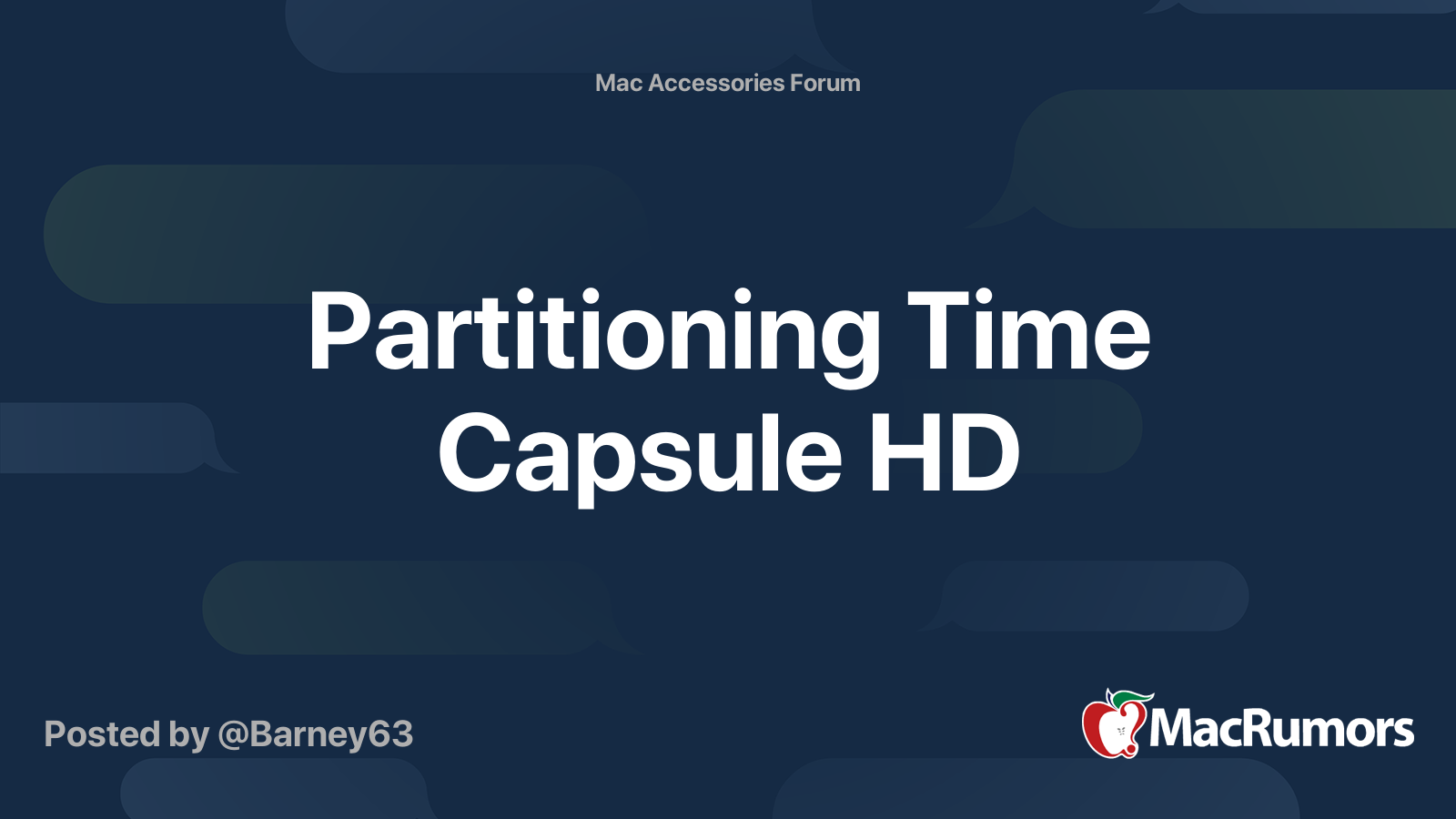 Partitioning Time Capsule Hd Macrumors Forums