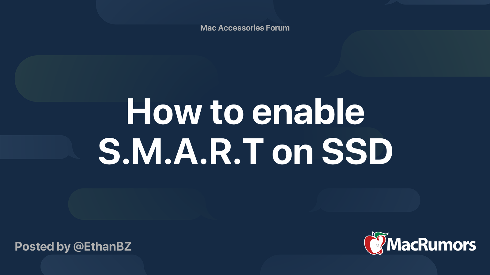 How to enable S.M.A.R.T on SSD MacRumors Forums