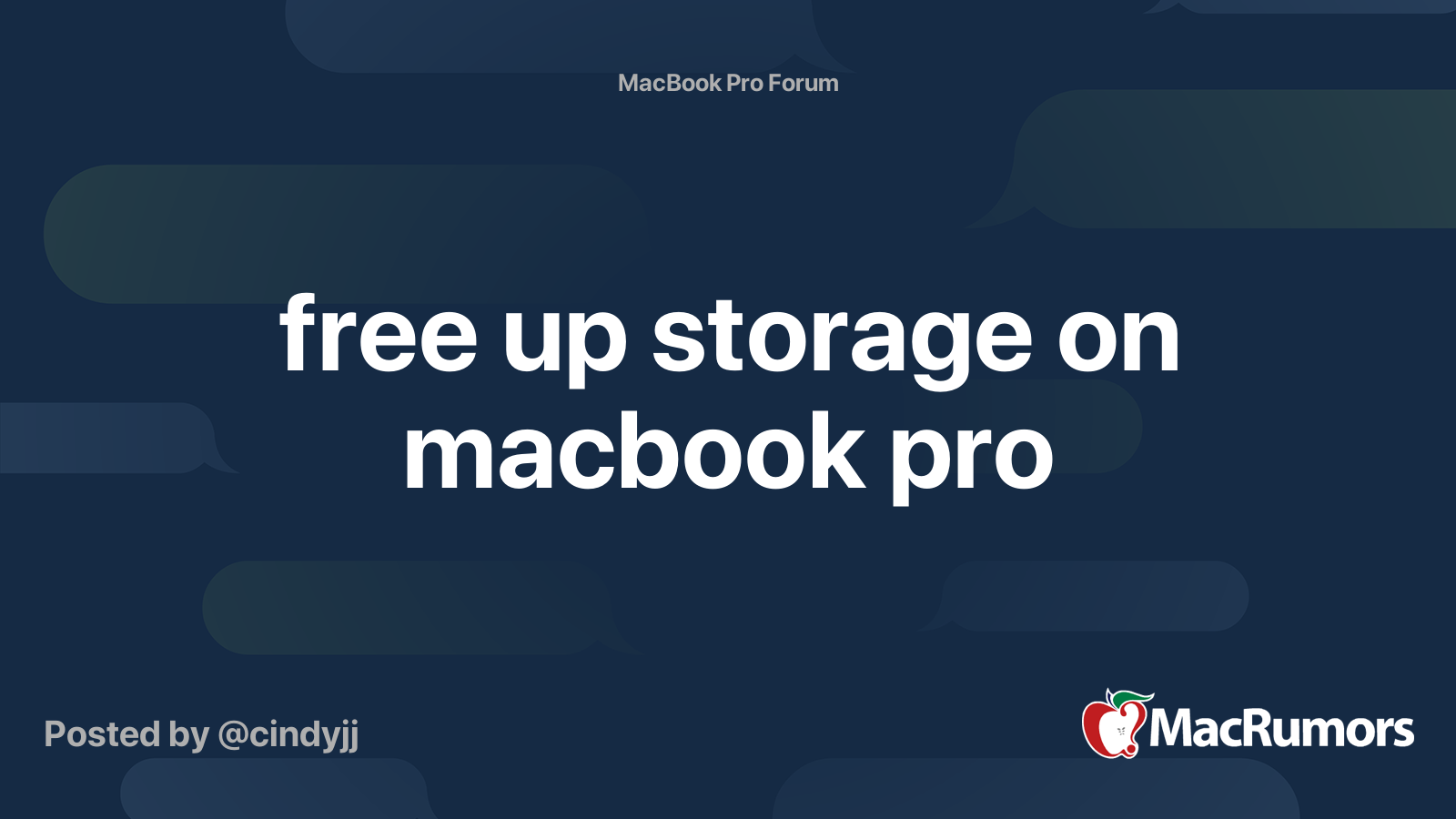 free up storage on macbook pro MacRumors Forums