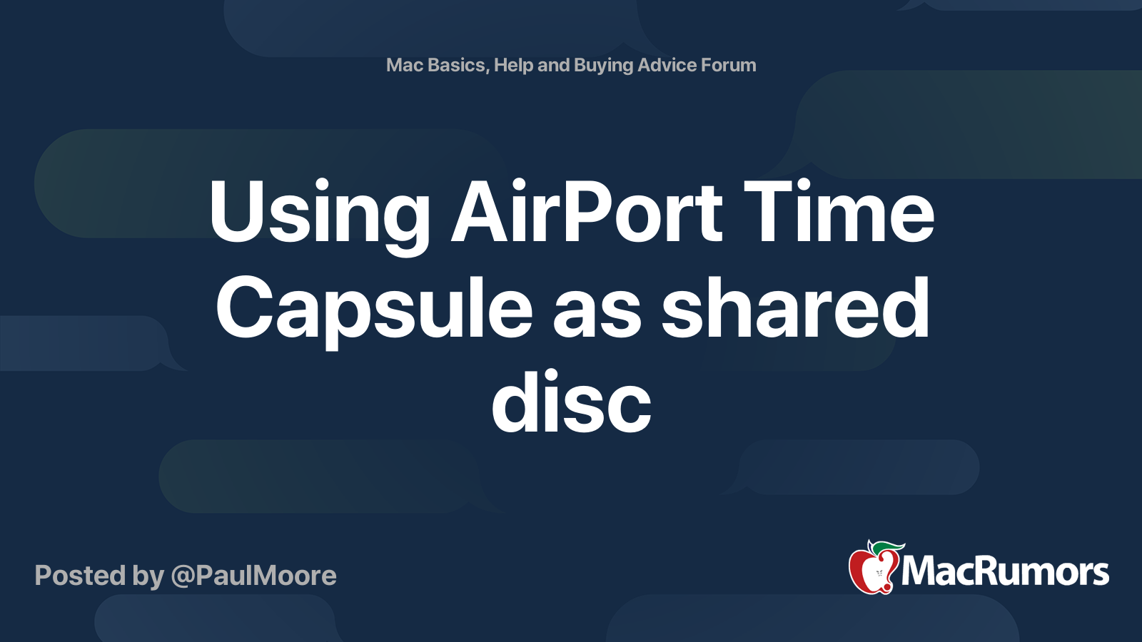 Using AirPort Time Capsule as shared disc MacRumors Forums