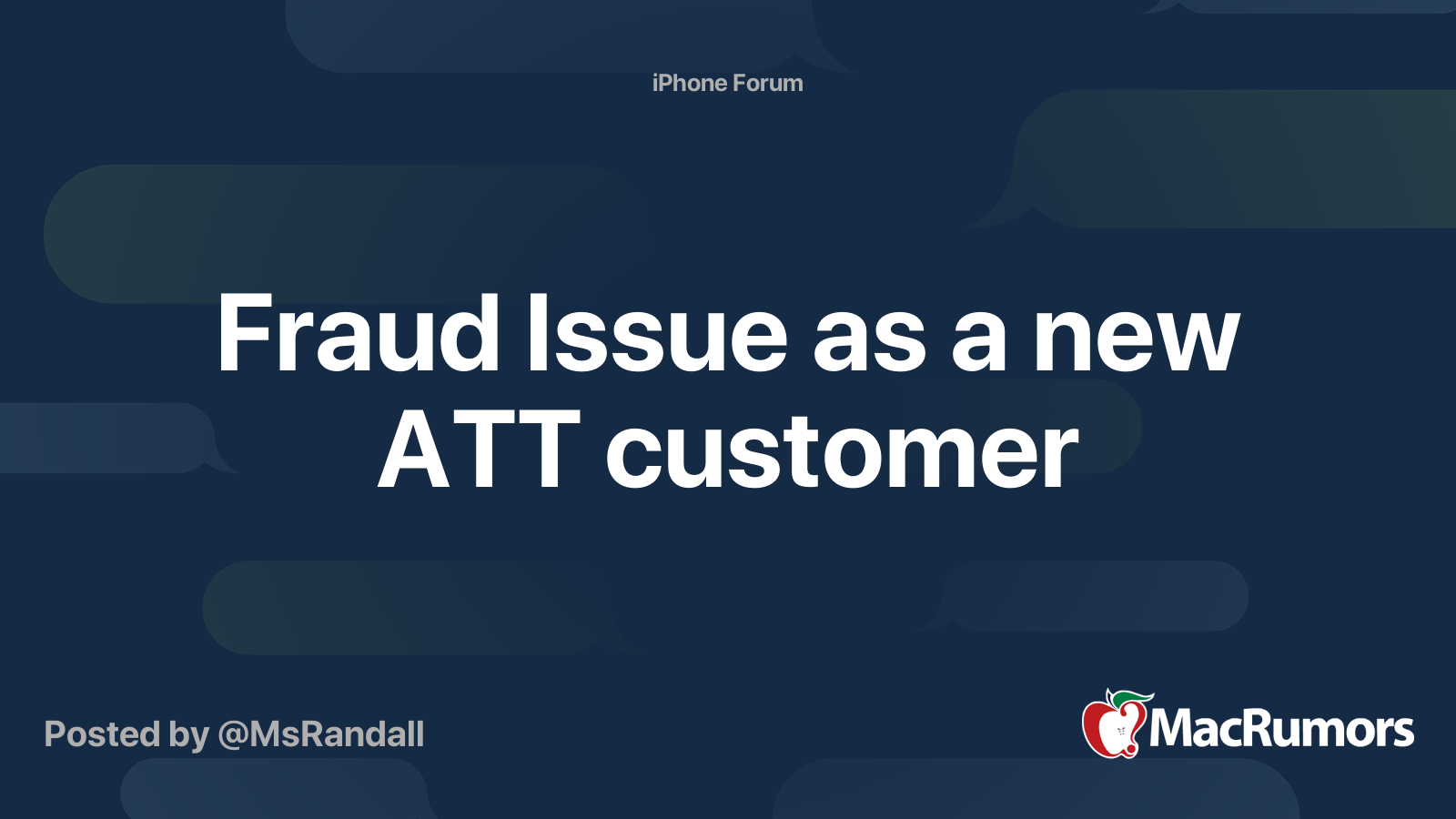 Fraud Issue as a new ATT customer MacRumors Forums