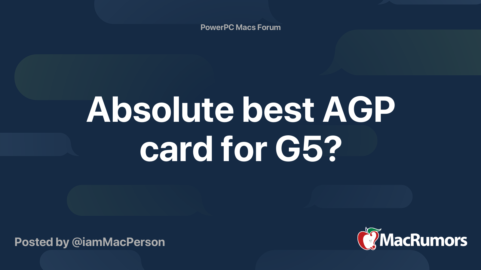 Absolute Best AGP Card For G5 MacRumors Forums
