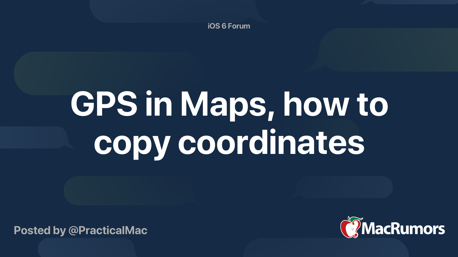 GPS in Maps, how to copy coordinates | MacRumors Forums