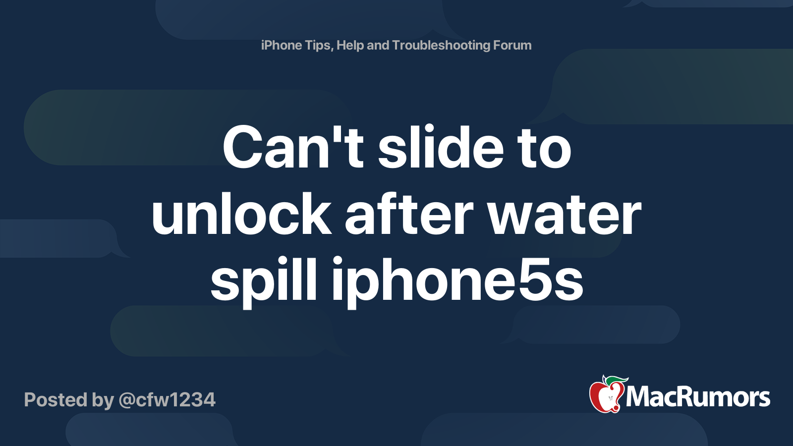 Can't slide to unlock after water spill iphone5s MacRumors Forums
