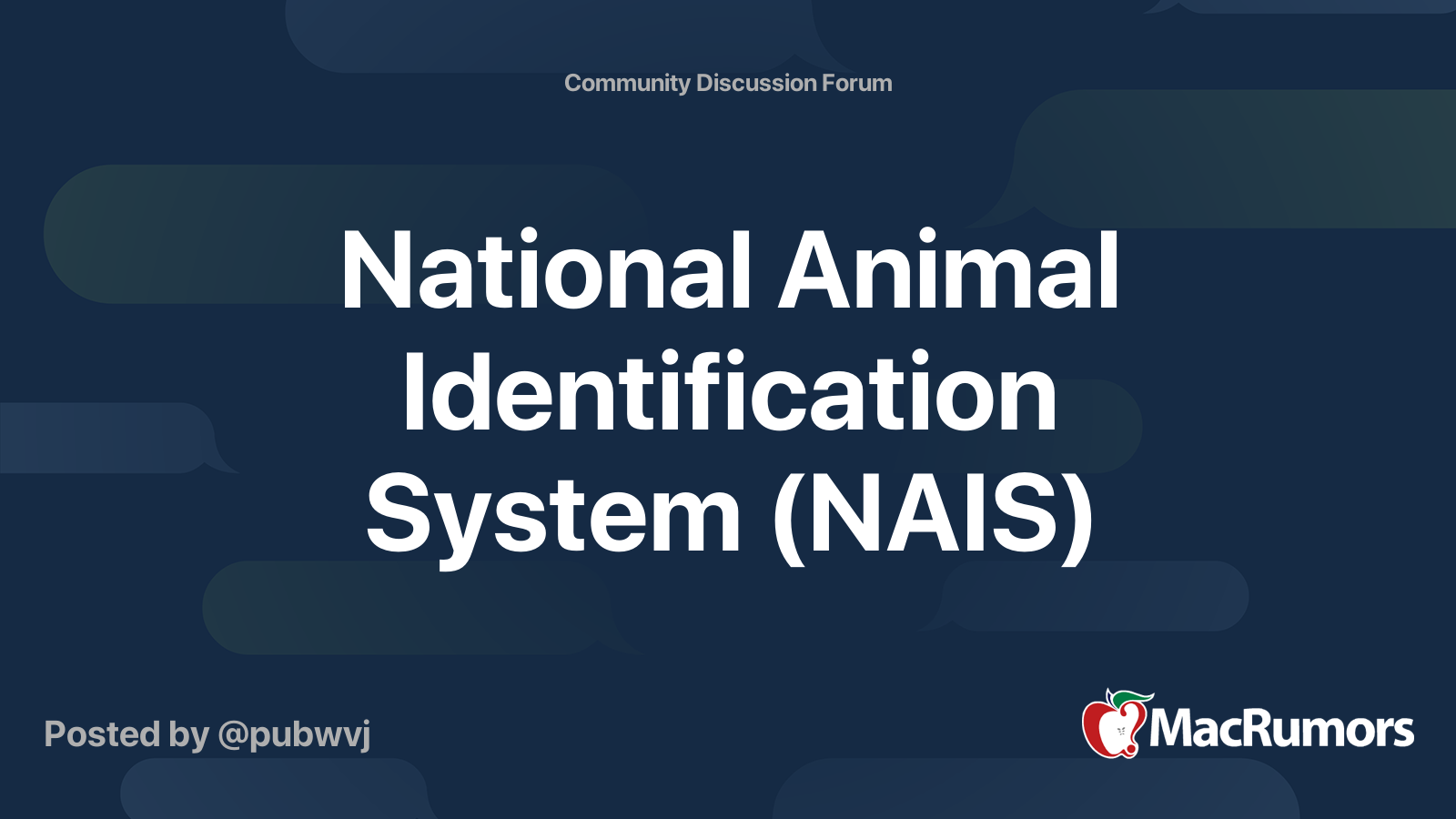 National Animal Identification System (NAIS) MacRumors Forums