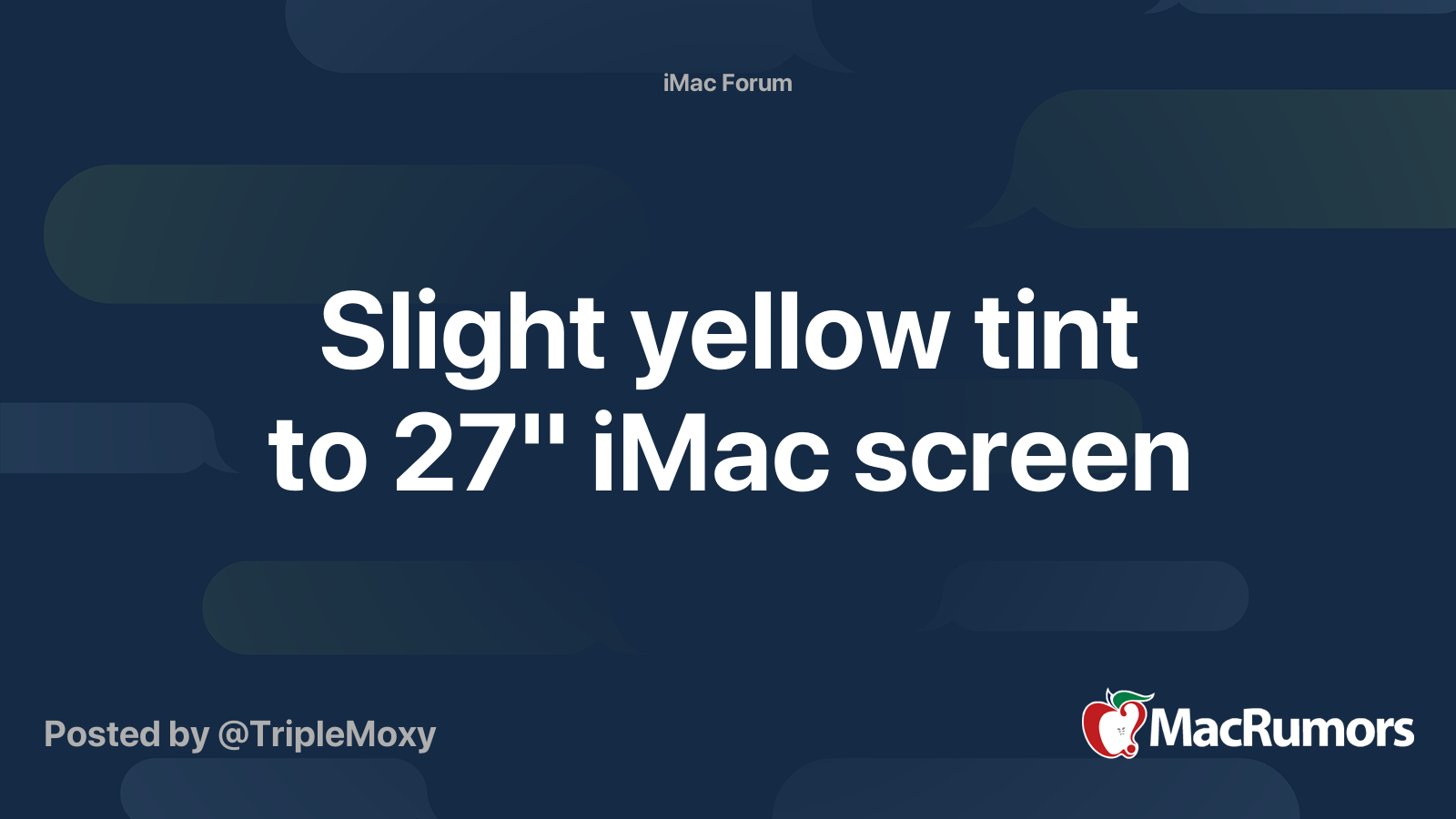 Slight yellow tint to 27" iMac screen MacRumors Forums