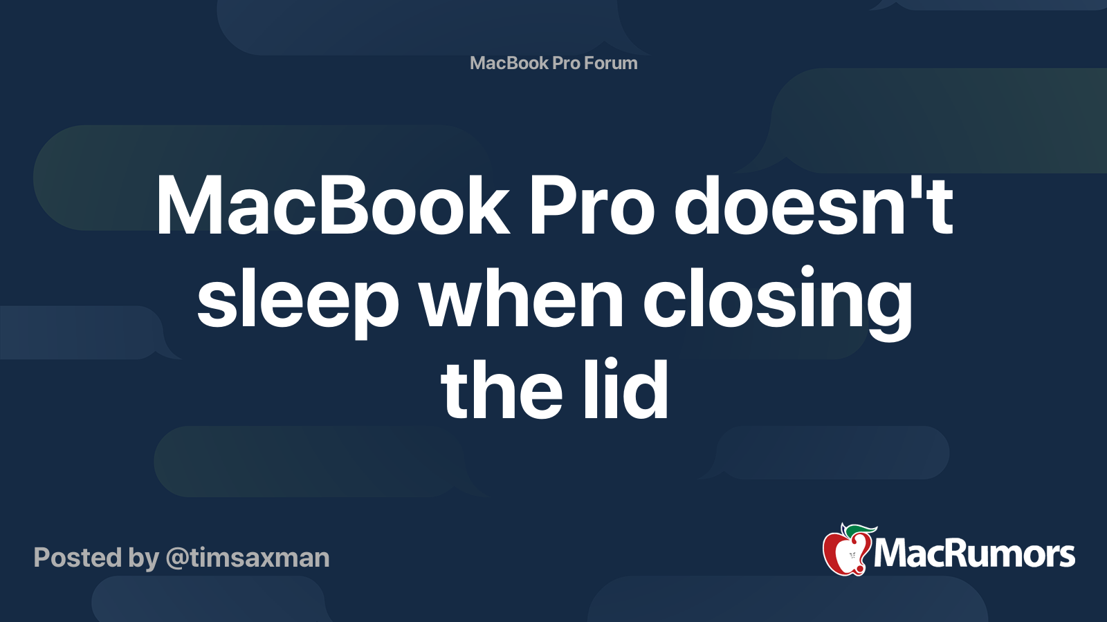 MacBook Pro doesn't sleep when closing the lid MacRumors Forums