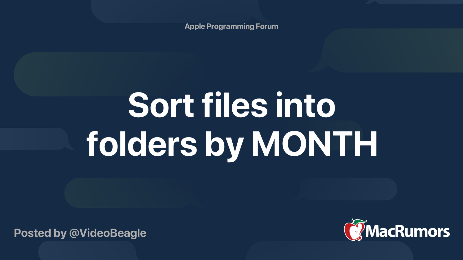 Sort files into folders by MONTH MacRumors Forums