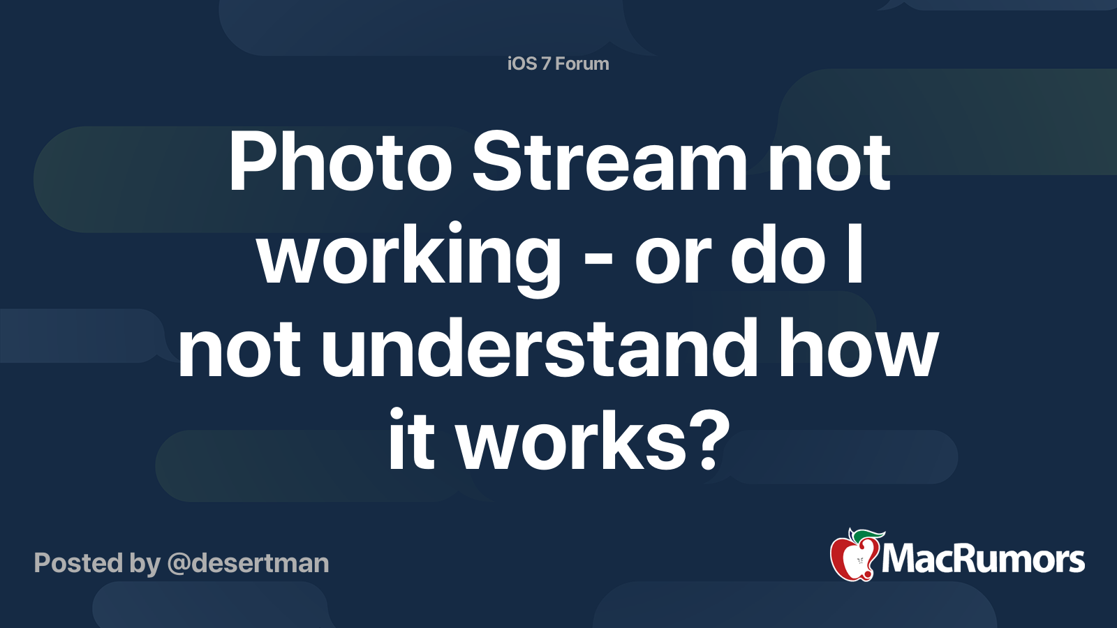 Photo Stream not working or do I not understand how it works