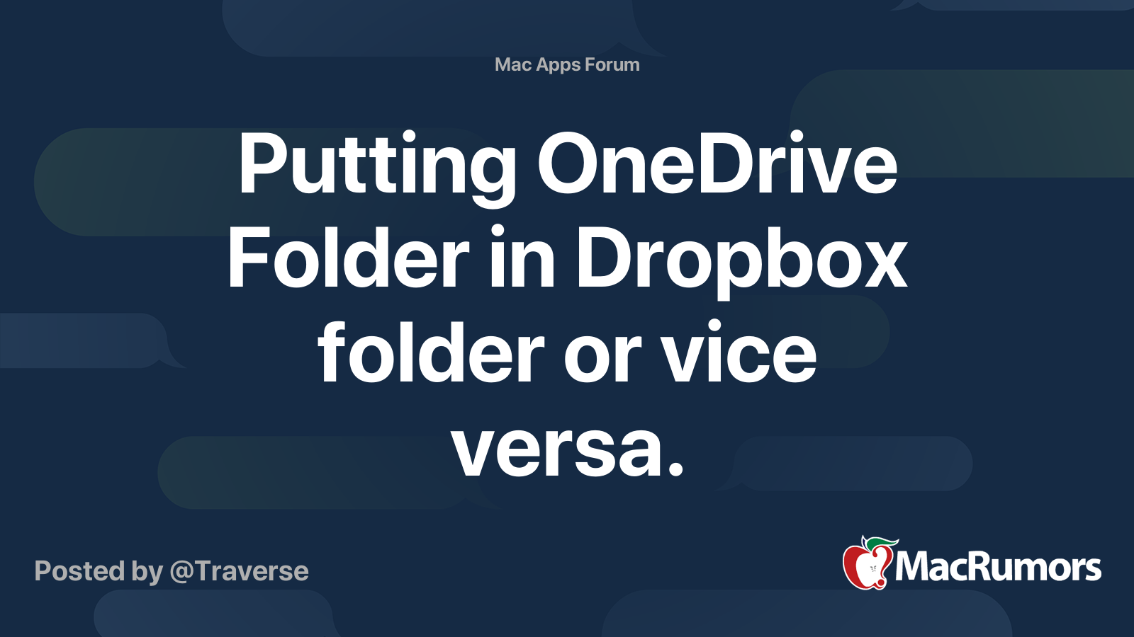 Putting OneDrive Folder in Dropbox folder or vice versa. | MacRumors Forums