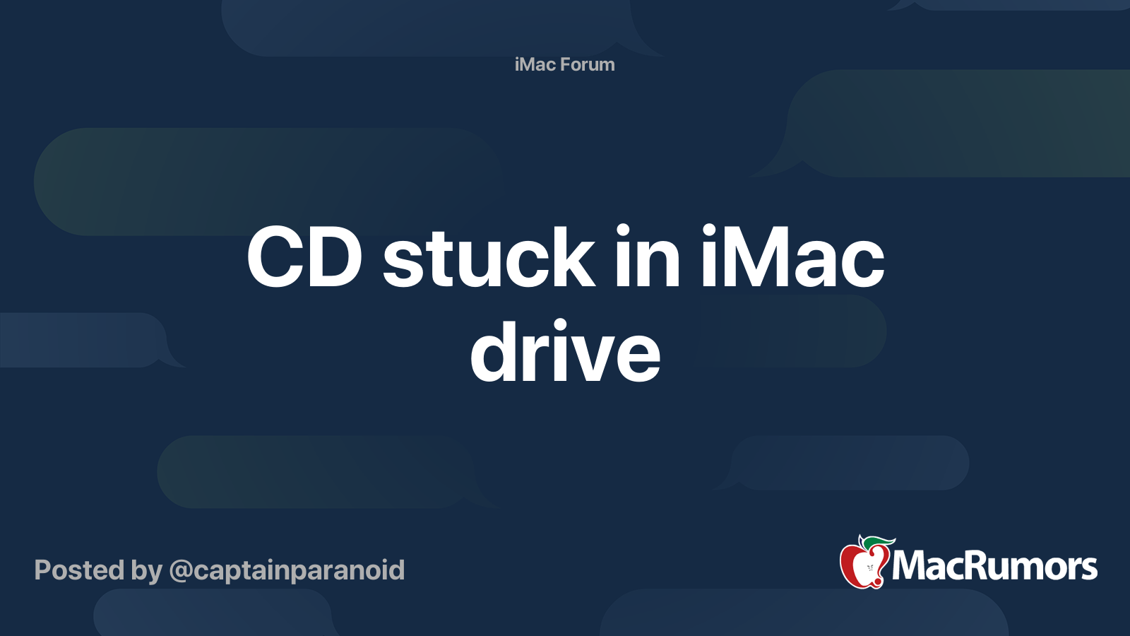 CD stuck in iMac drive MacRumors Forums