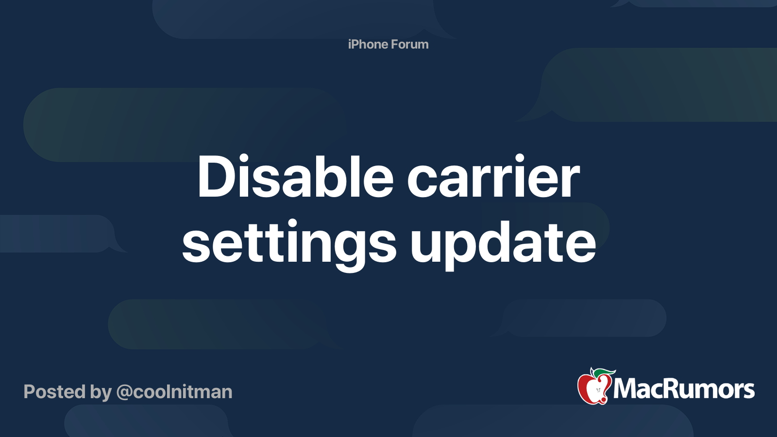 Disable carrier settings update MacRumors Forums