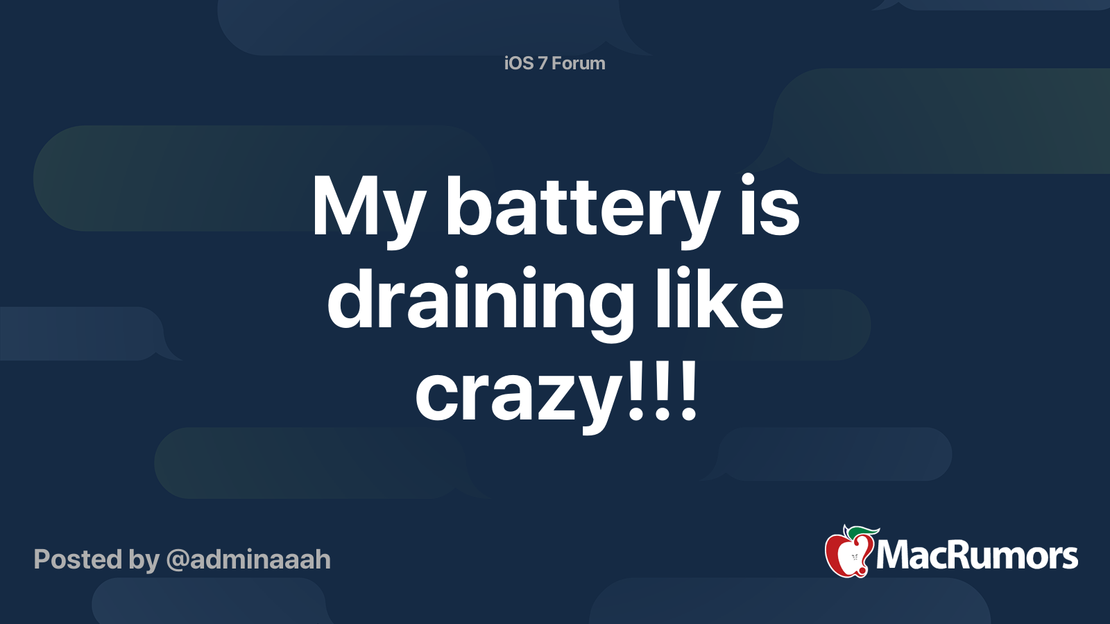 My Battery Is Draining Like Crazy MacRumors Forums