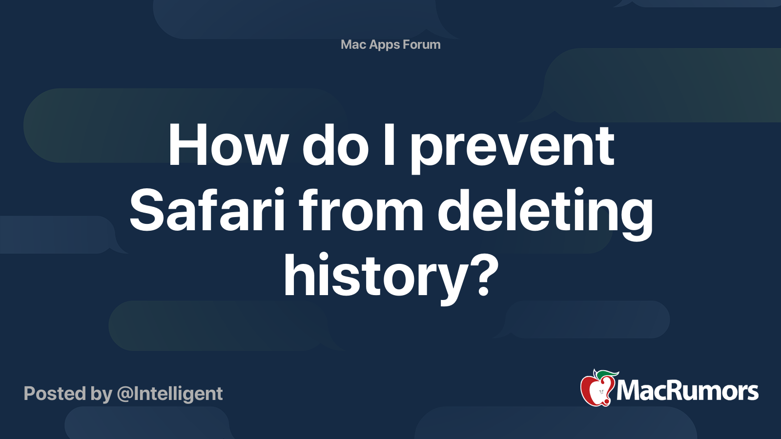 How do I prevent Safari from deleting history? | MacRumors Forums