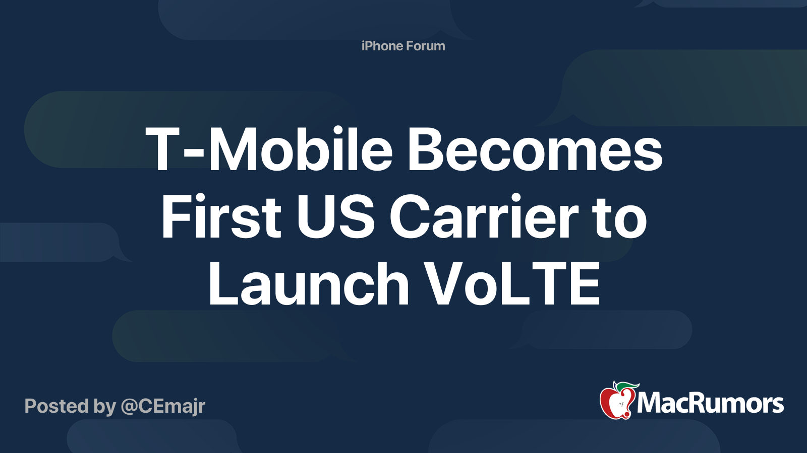 TMobile First US Carrier to Launch VoLTE MacRumors Forums