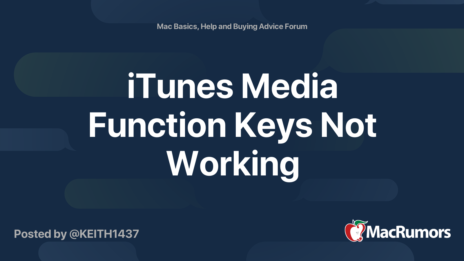 iTunes Media Function Keys Not Working MacRumors Forums