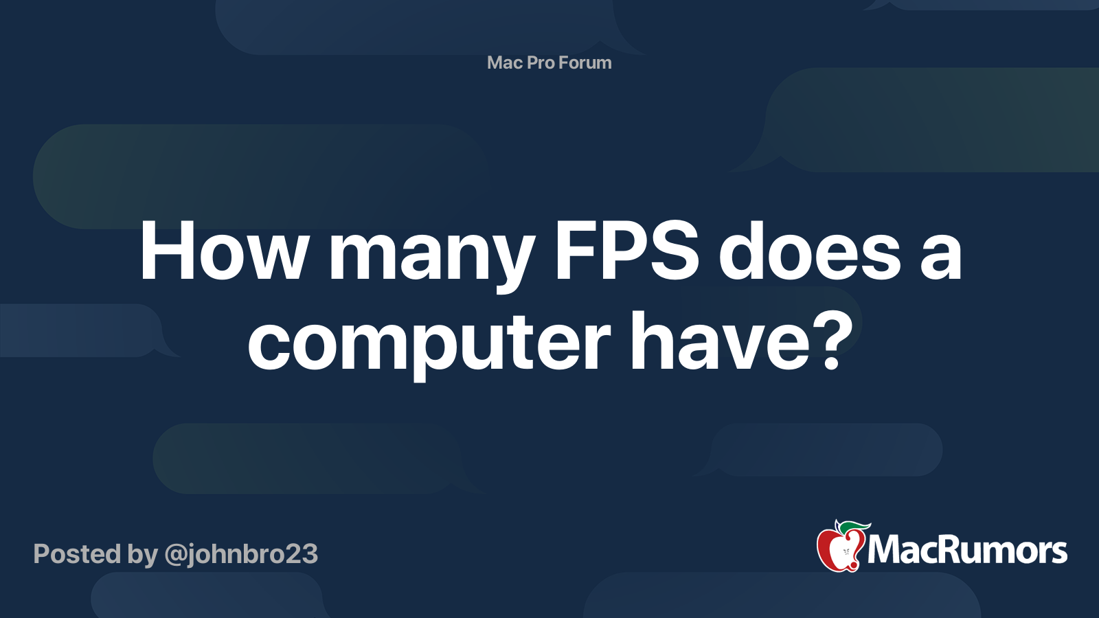 How many FPS does a computer have? MacRumors Forums