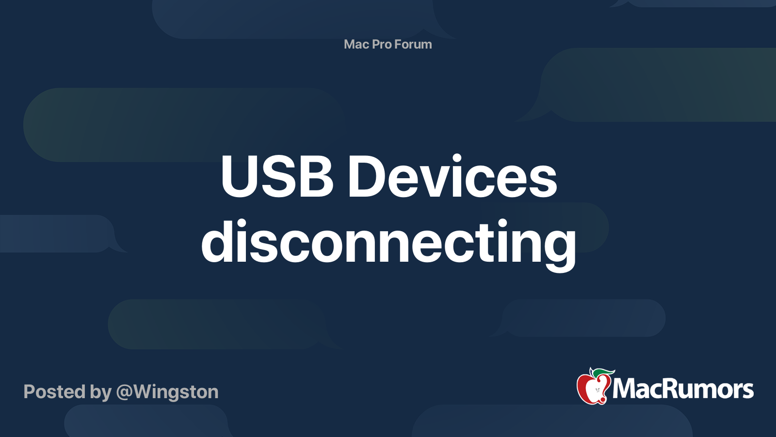 USB Devices disconnecting MacRumors Forums