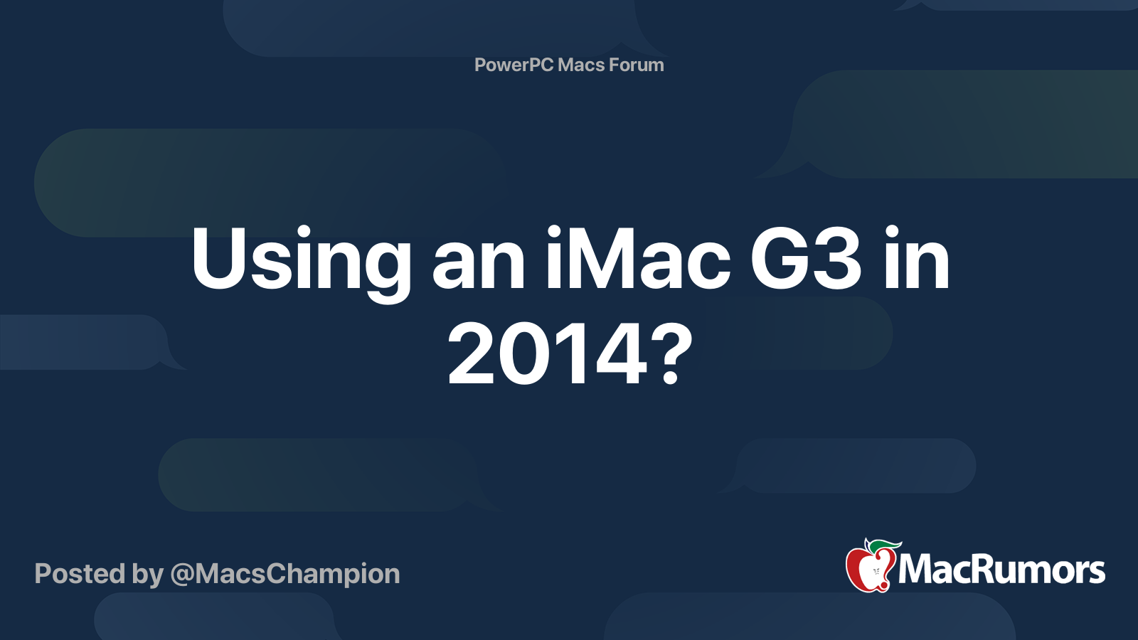 Using an iMac G3 in 2014? | MacRumors Forums