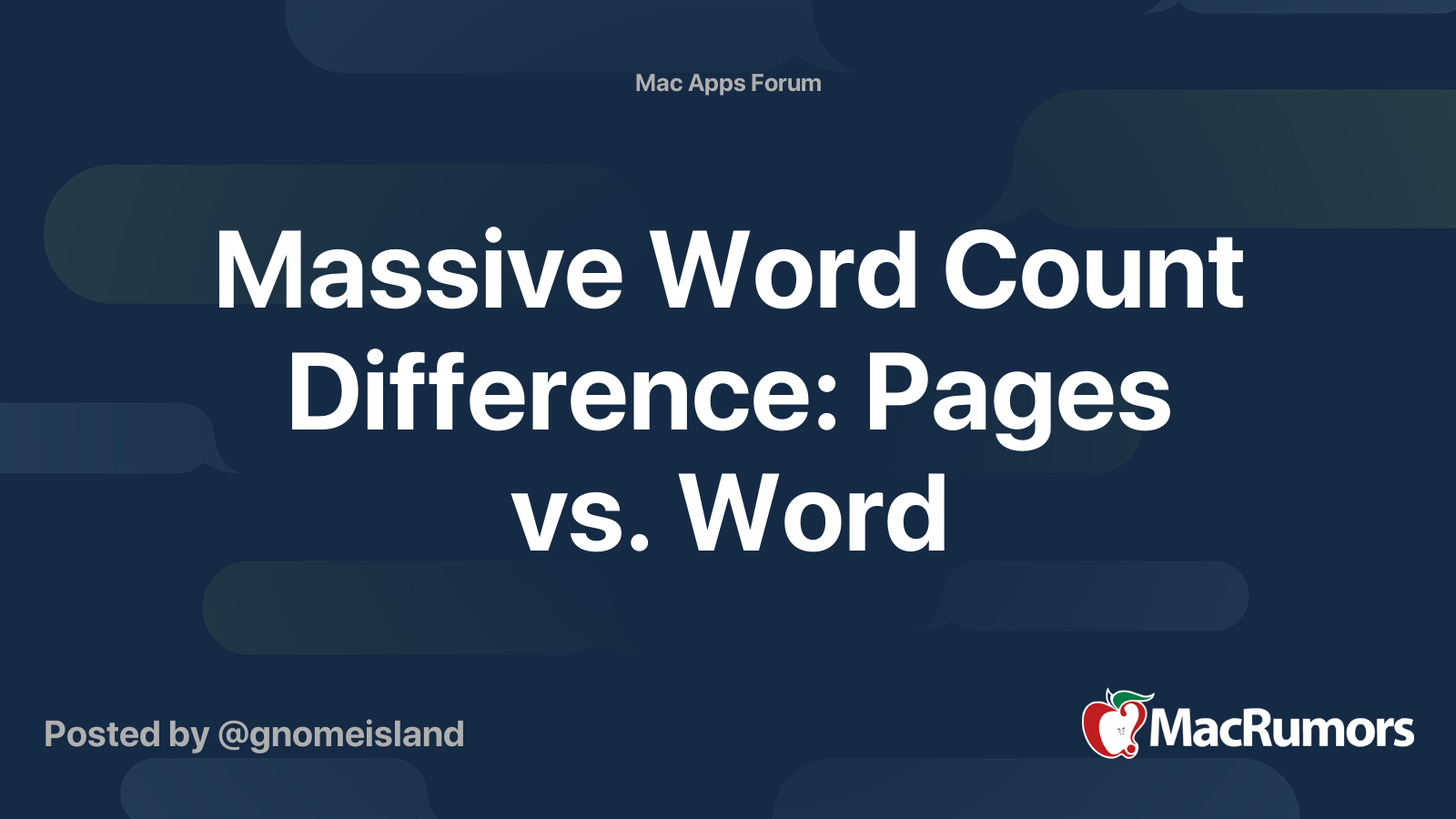Massive Word Count Difference Pages vs. Word MacRumors Forums
