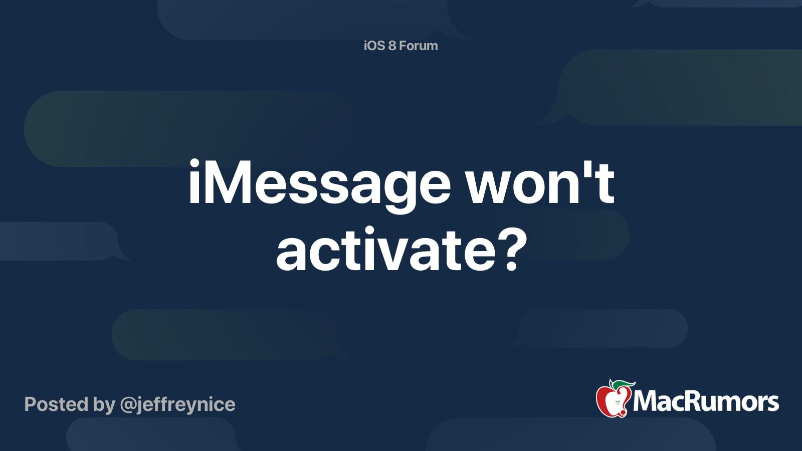 iMessage won't activate? | MacRumors Forums