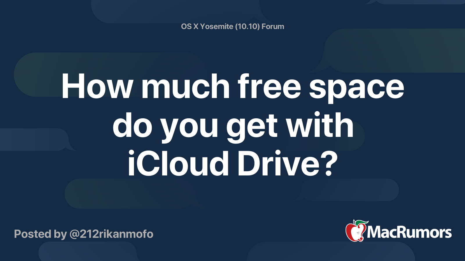 How much free space do you get with iCloud Drive? MacRumors Forums