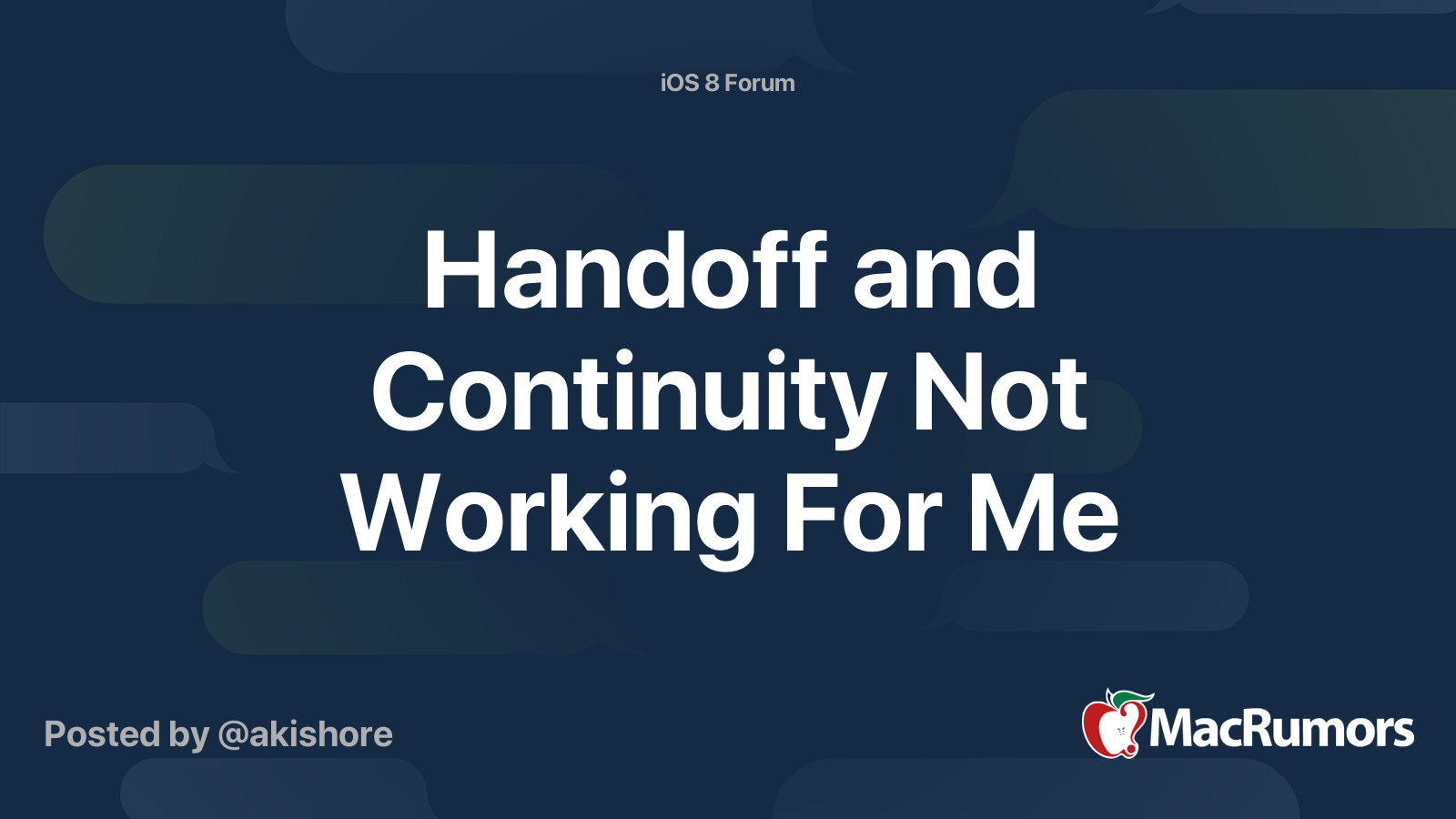 Handoff and Continuity Not Working For Me MacRumors Forums