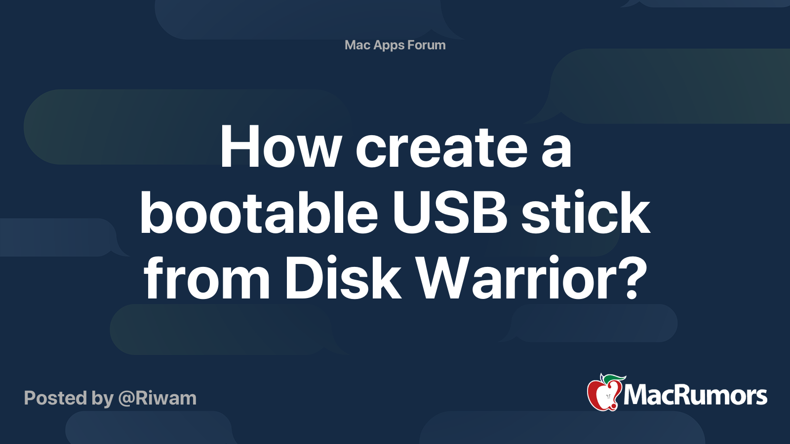 How a bootable USB from Disk Warrior? | Forums