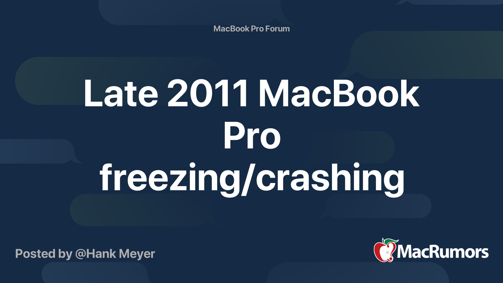 Late 2011 MacBook Pro freezing/crashing | MacRumors Forums