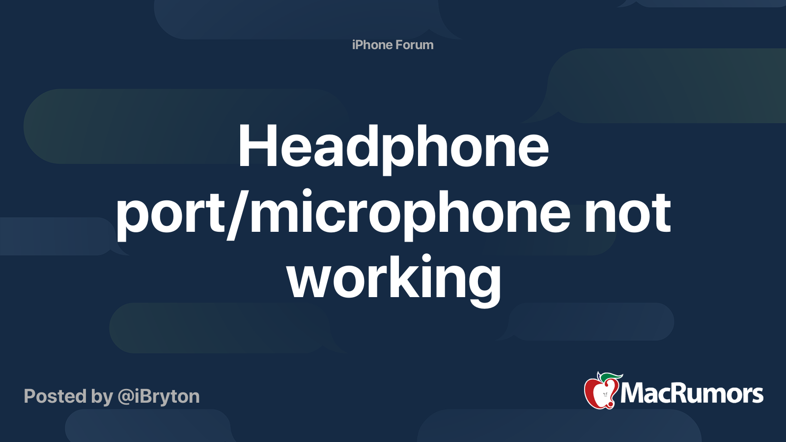 Headphone port/microphone not working MacRumors Forums