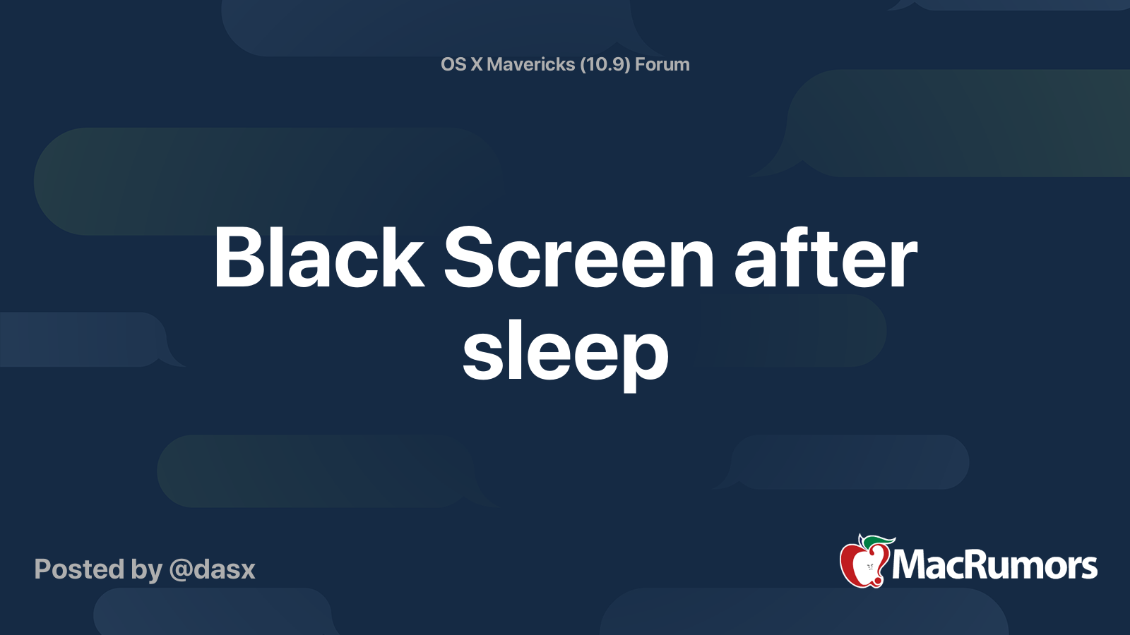 Black Screen After Sleep MacRumors Forums