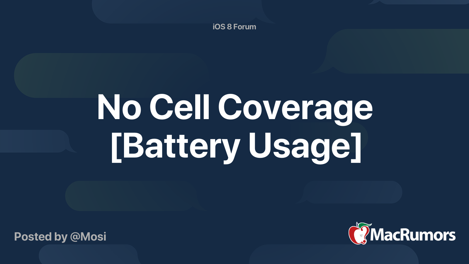 No Cell Coverage [Battery Usage] | MacRumors Forums