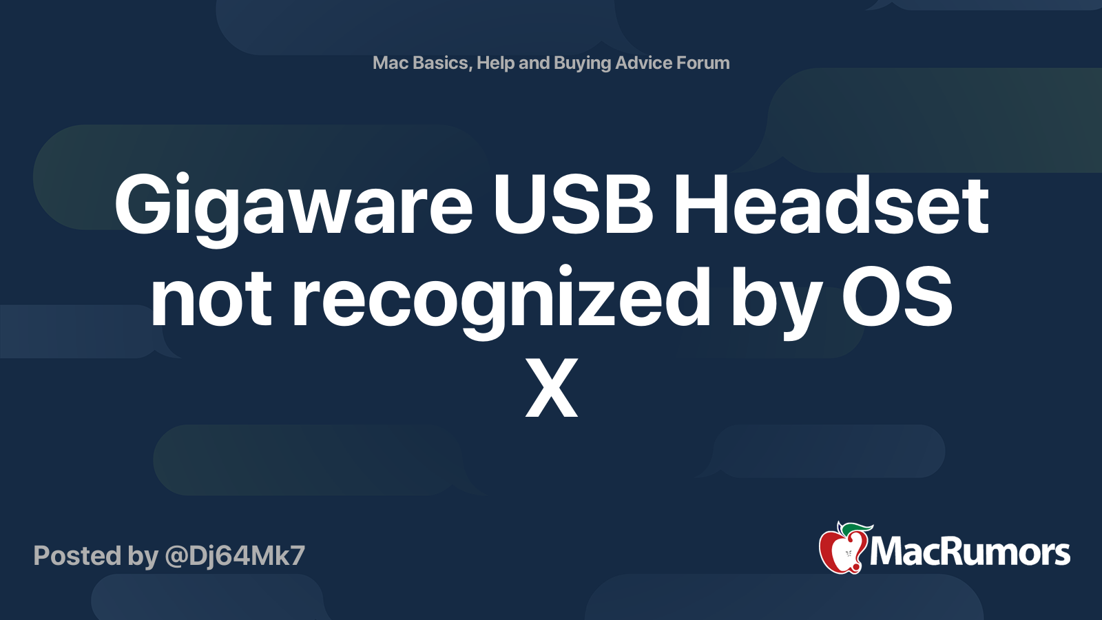 Gigaware USB Headset not recognized by OS X MacRumors Forums