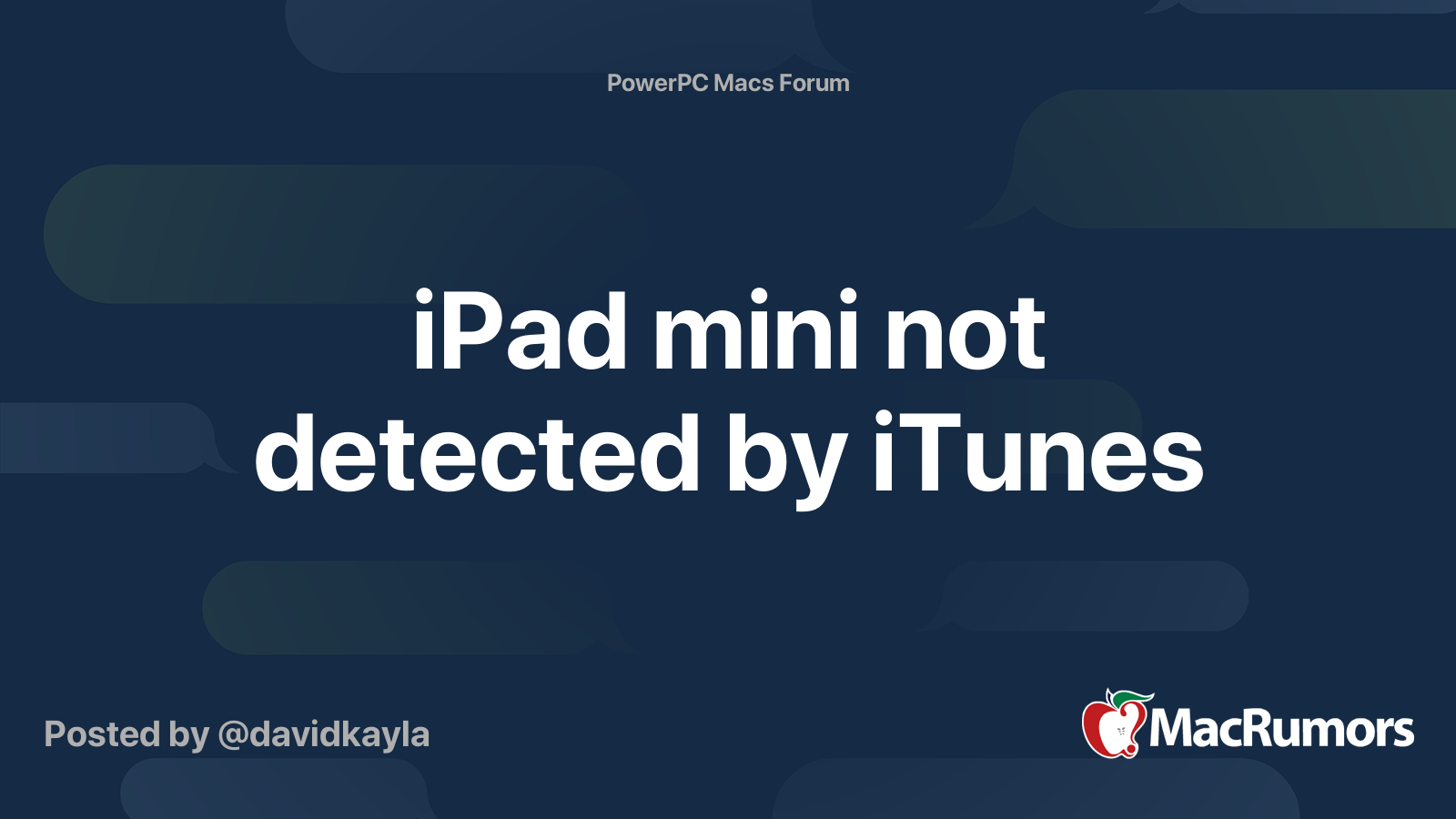 iPad mini not detected by iTunes MacRumors Forums