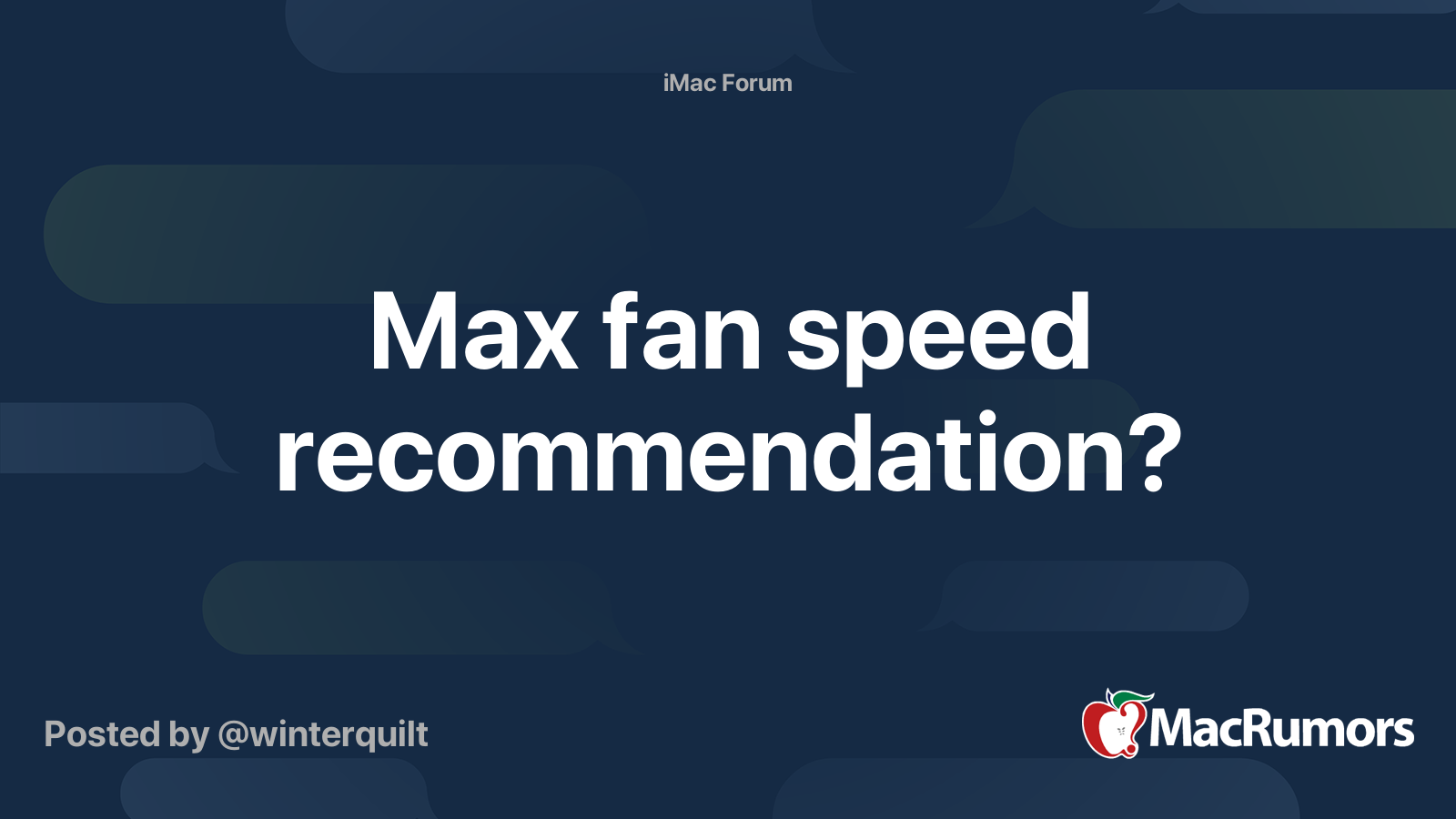Max fan speed recommendation? | MacRumors Forums