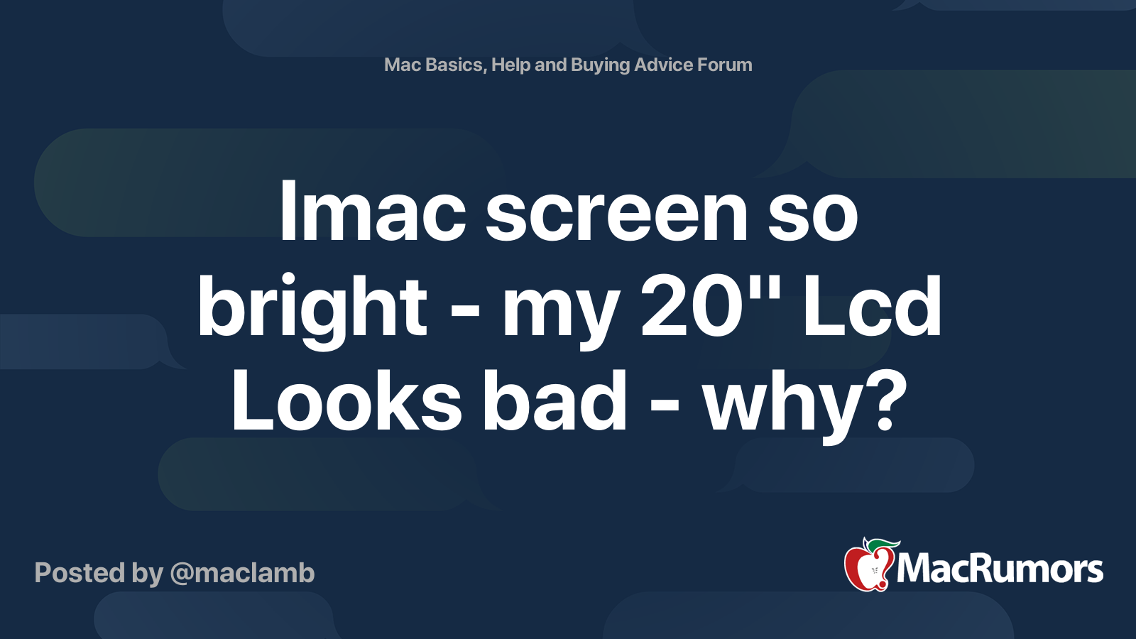 Imac screen so bright - my 20