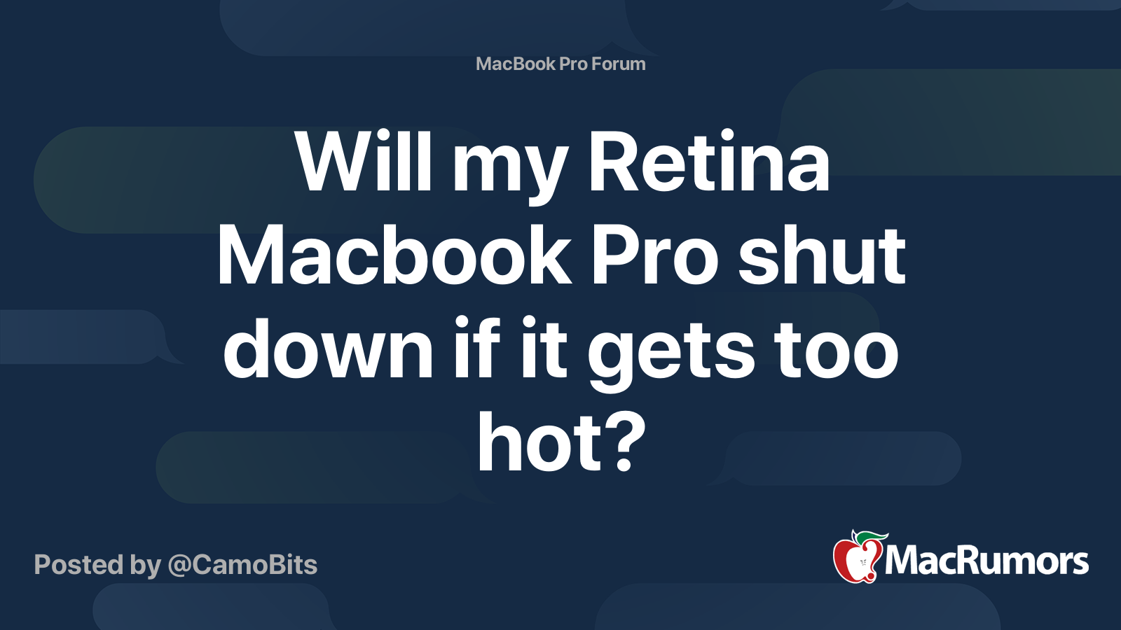 Will my Retina Macbook Pro shut down if it gets too hot? | MacRumors Forums