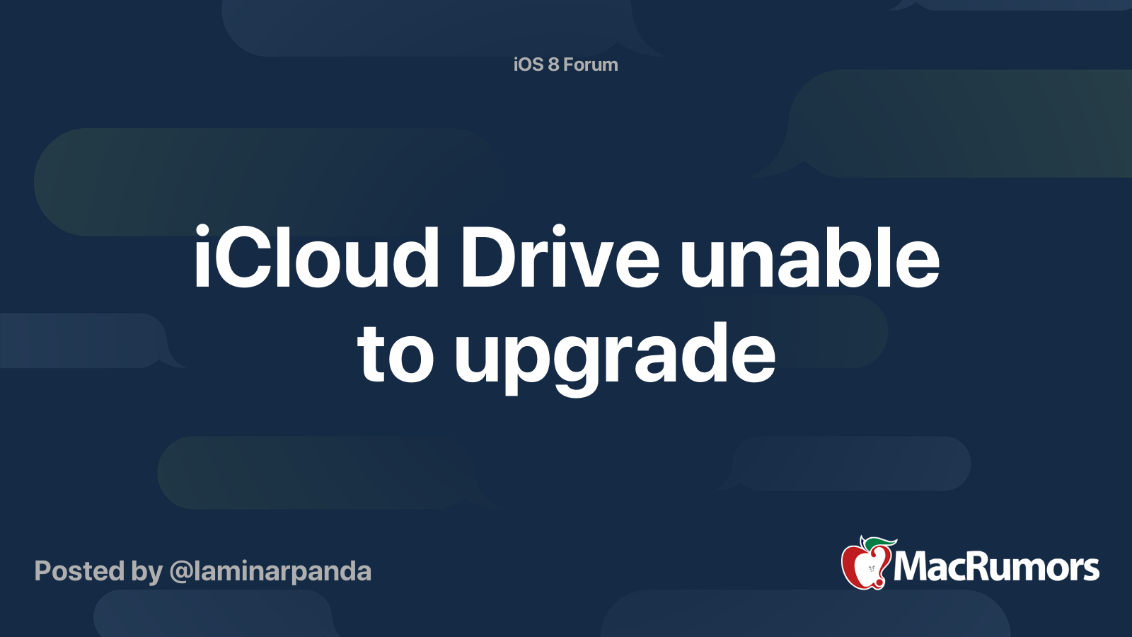 ICloud Drive Unable To Upgrade MacRumors Forums