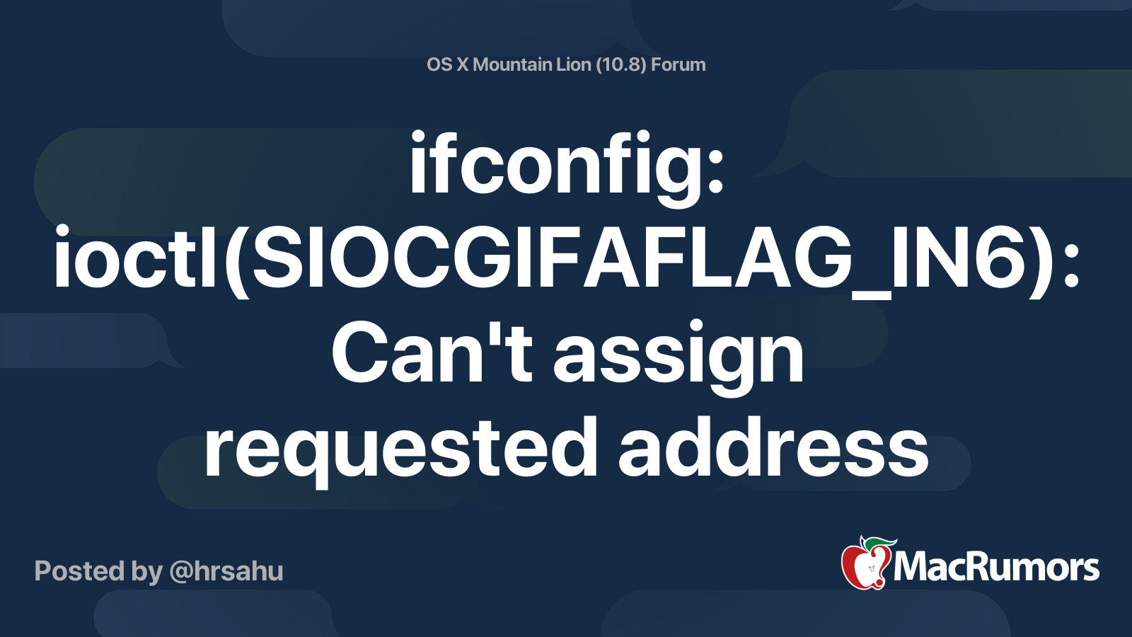 cannot assign requested address ioctl
