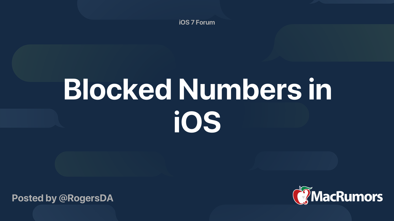 Blocked Numbers in iOS | MacRumors Forums