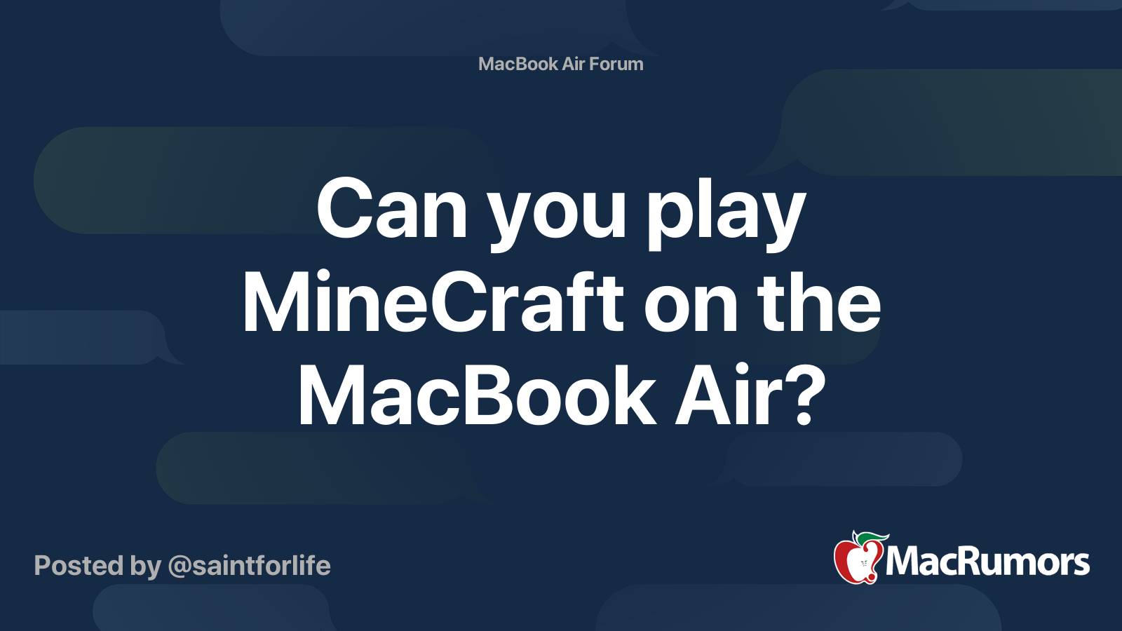 Can You Play Minecraft On The Macbook Air Macrumors Forums