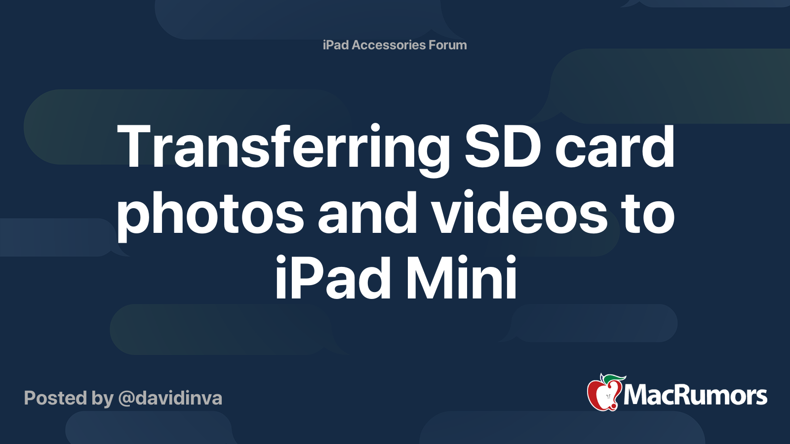 Transferring SD card photos and videos to iPad Mini MacRumors Forums