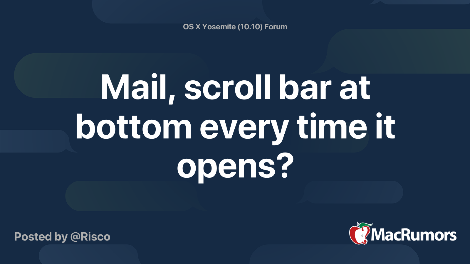 Mail, scroll bar at bottom every time it opens? | MacRumors Forums