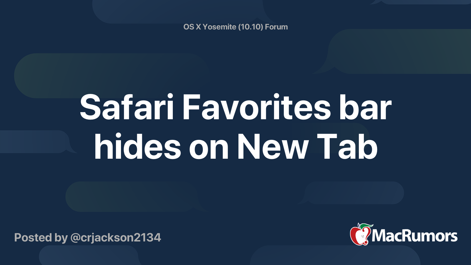 Safari Favorites bar hides on New Tab MacRumors Forums
