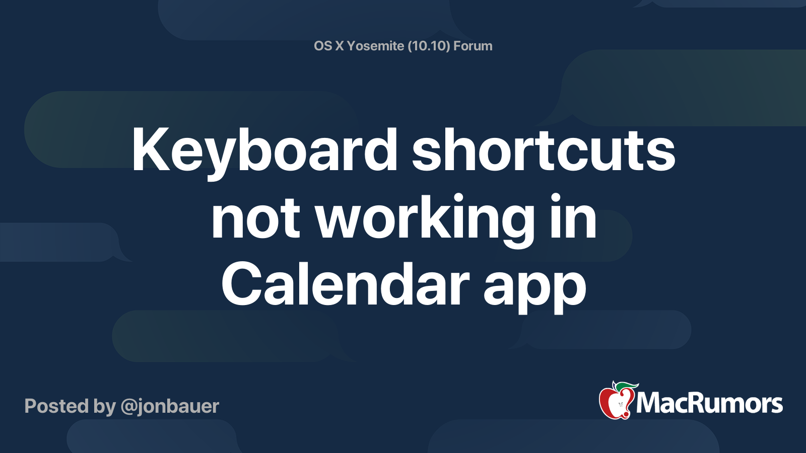 Keyboard shortcuts not working in Calendar app MacRumors Forums