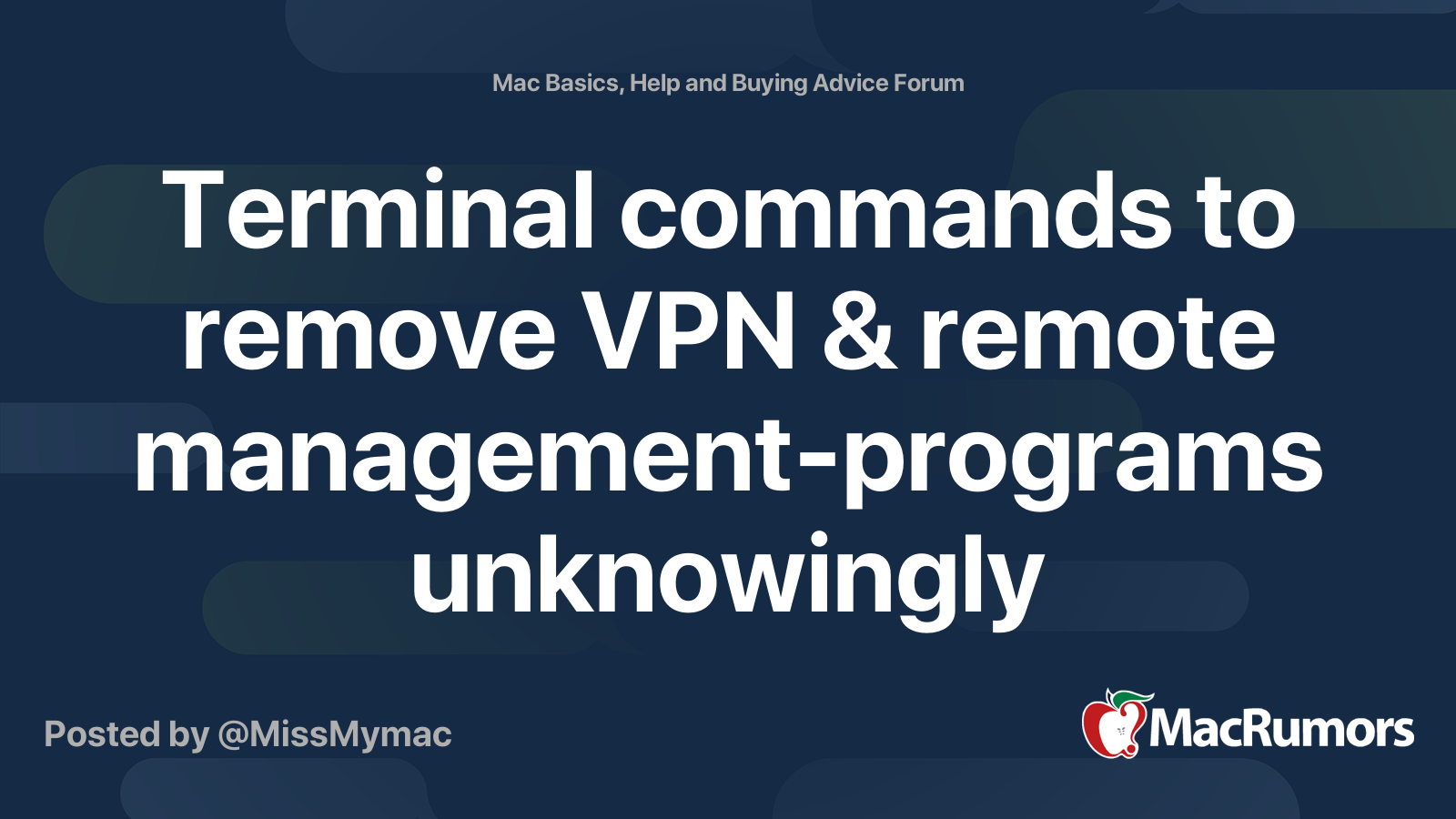 Terminal commands to remove VPN & remote managementprograms