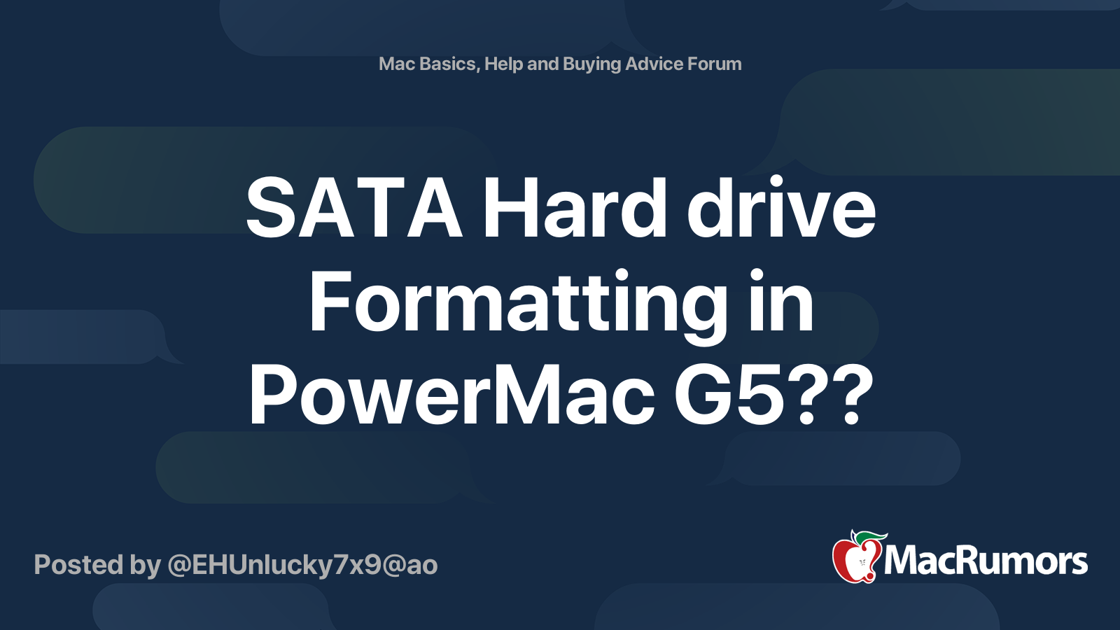 SATA Hard drive Formatting in PowerMac G5?? MacRumors Forums