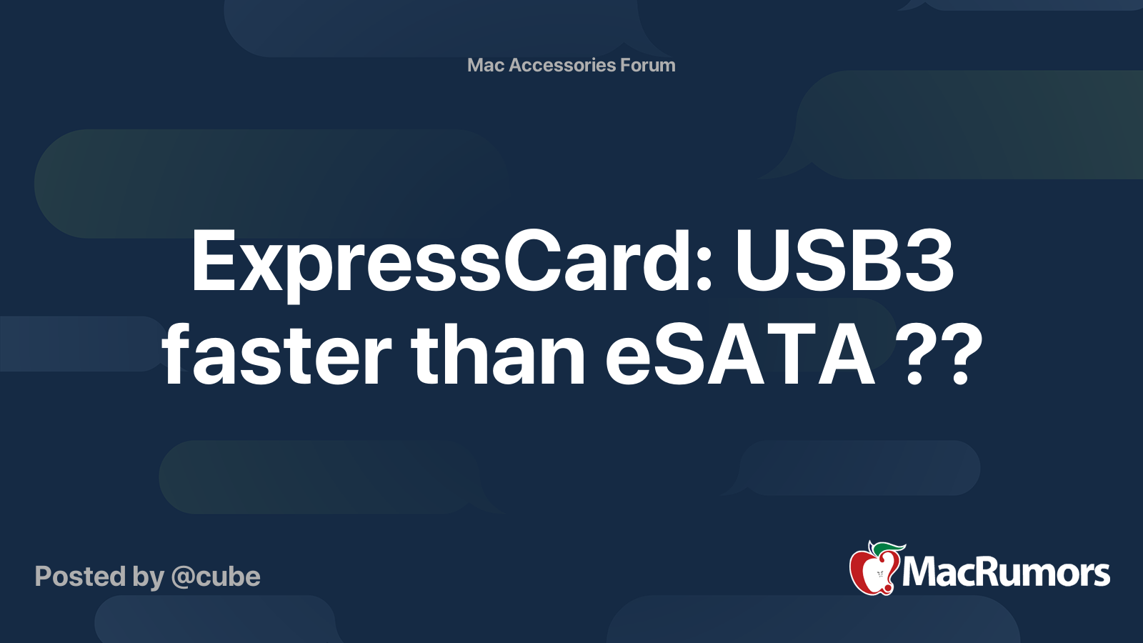 ExpressCard USB3 faster than eSATA ?? MacRumors Forums