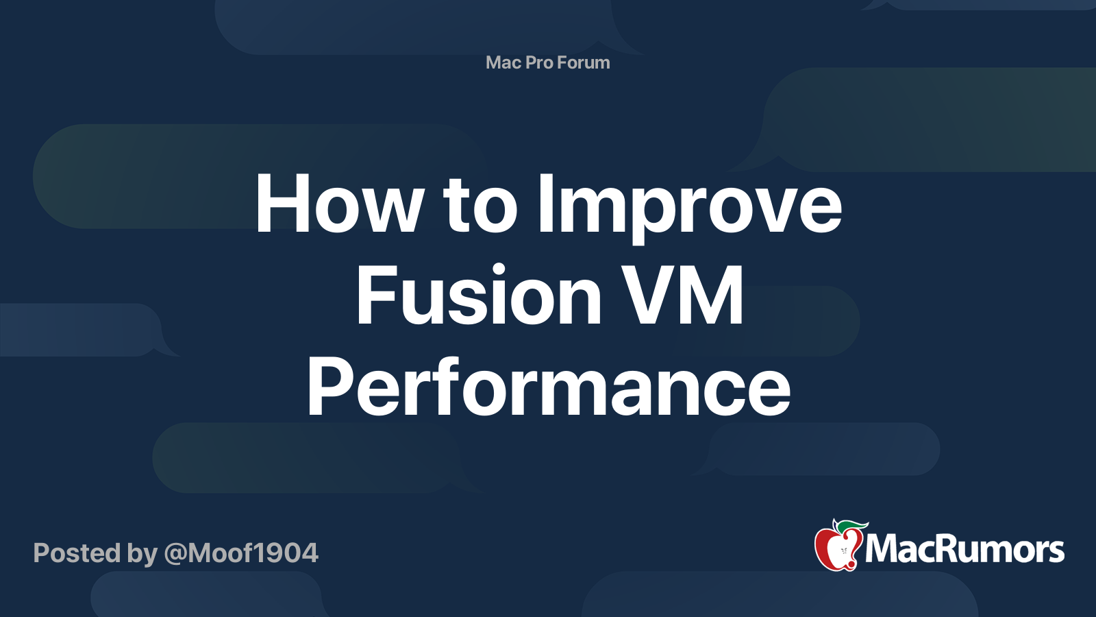 How to Improve Fusion VM Performance MacRumors Forums