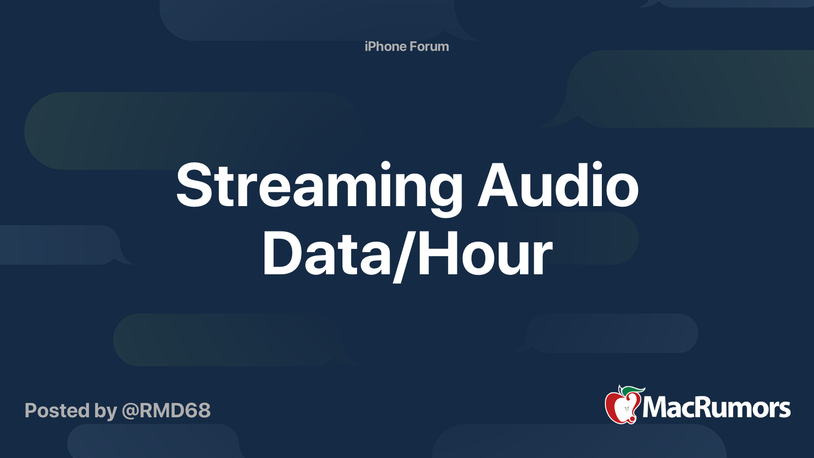 Streaming Audio Data/Hour | MacRumors Forums